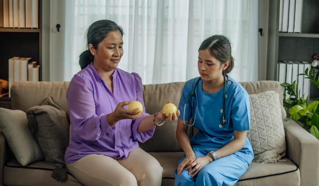 Home caregiver physio empowers seniors via exercises for strengt